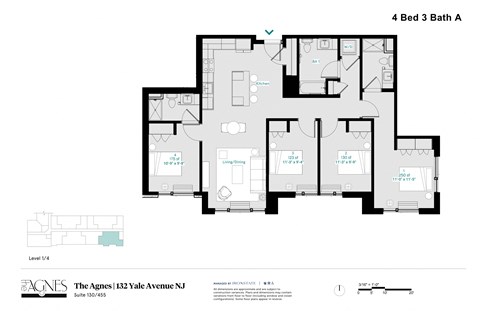 Floor plan for 1 bed, 1 bath, 250 sqft